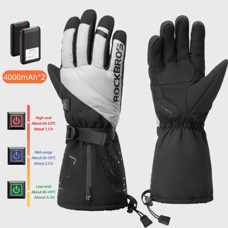 ROCKBROS Rechargeable Heated Waterproof Touchscreen Gloves