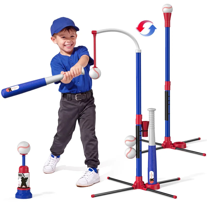 QDRAGON Kids 3-In-1 Baseball Set With Pitching Machine