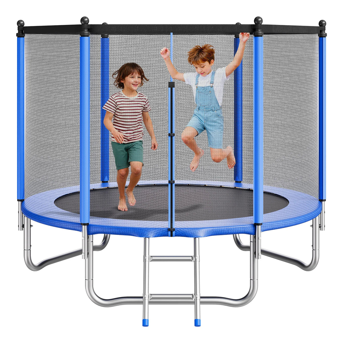 SucceBuy Outdoor Trampoline 8/10/12/14/15/16FT Round Trampoline with Enclosure Net Anti-Rust Backyard Trampolines for Kid Adult