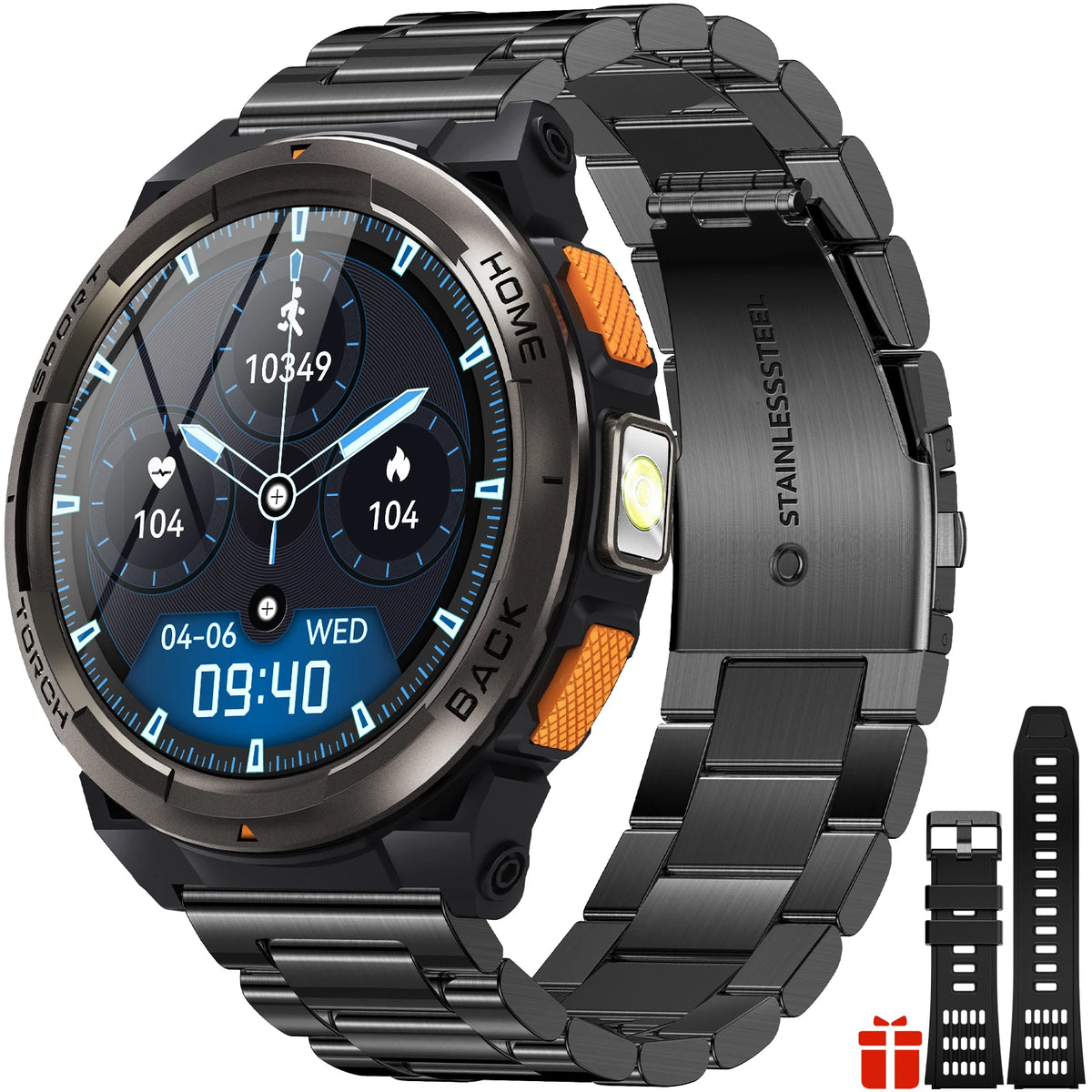 EIGIIS Waterproof Smart Watch With Compass Barometer And LED Flashlight