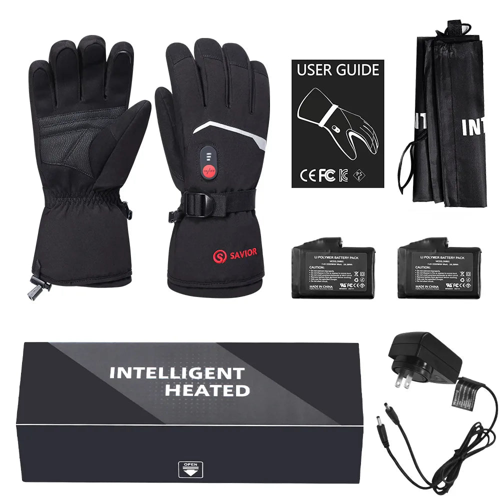 Savior Rechargeable Heated Waterproof Gloves for Skiing and Hiking