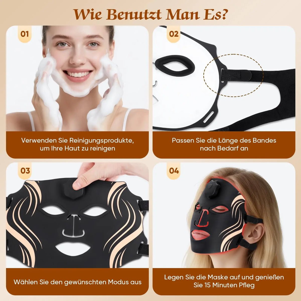 UBilli LED Light Therapy Face Mask for Skin Rejuvenation