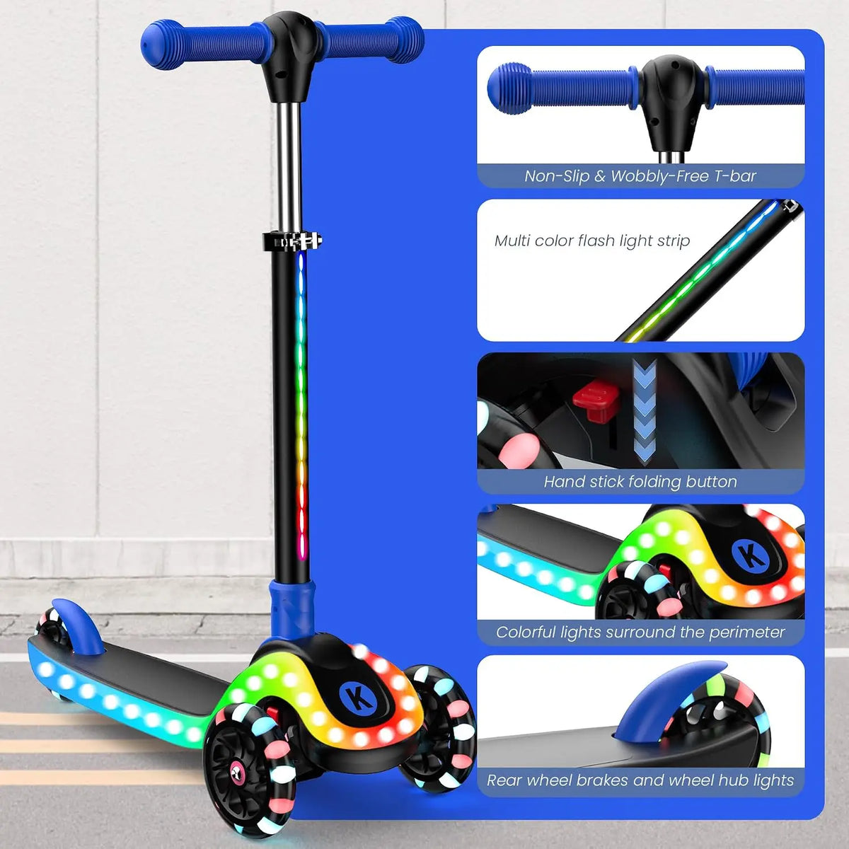 Kids Three Wheel Foldable Scooter With LED Wheels