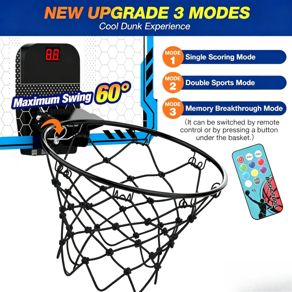 Wall Mounted Basketball Hoop With Auto Scoring And Game Modes
