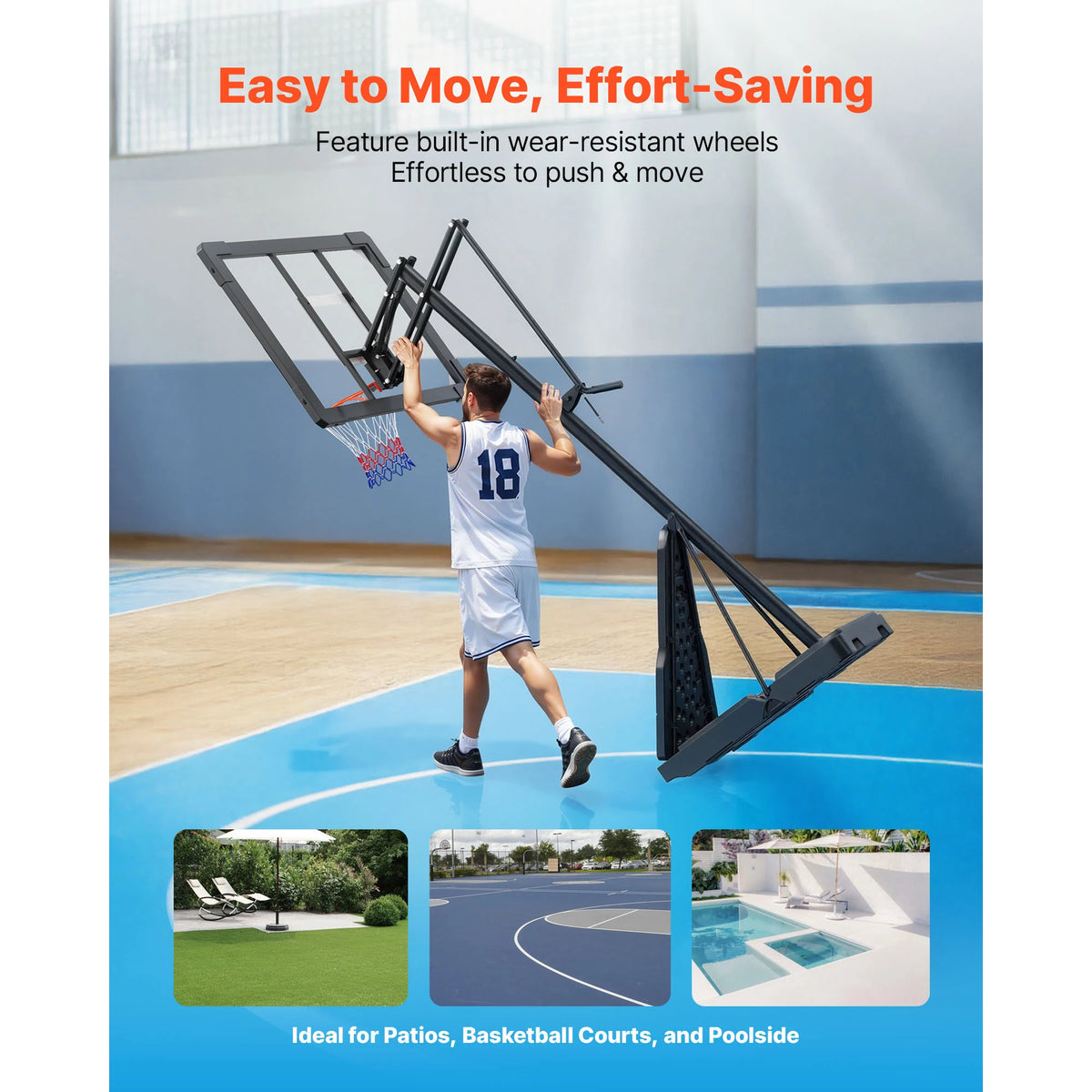 SucceBuy Portable Adjustable Basketball Hoop With Durable Backboard