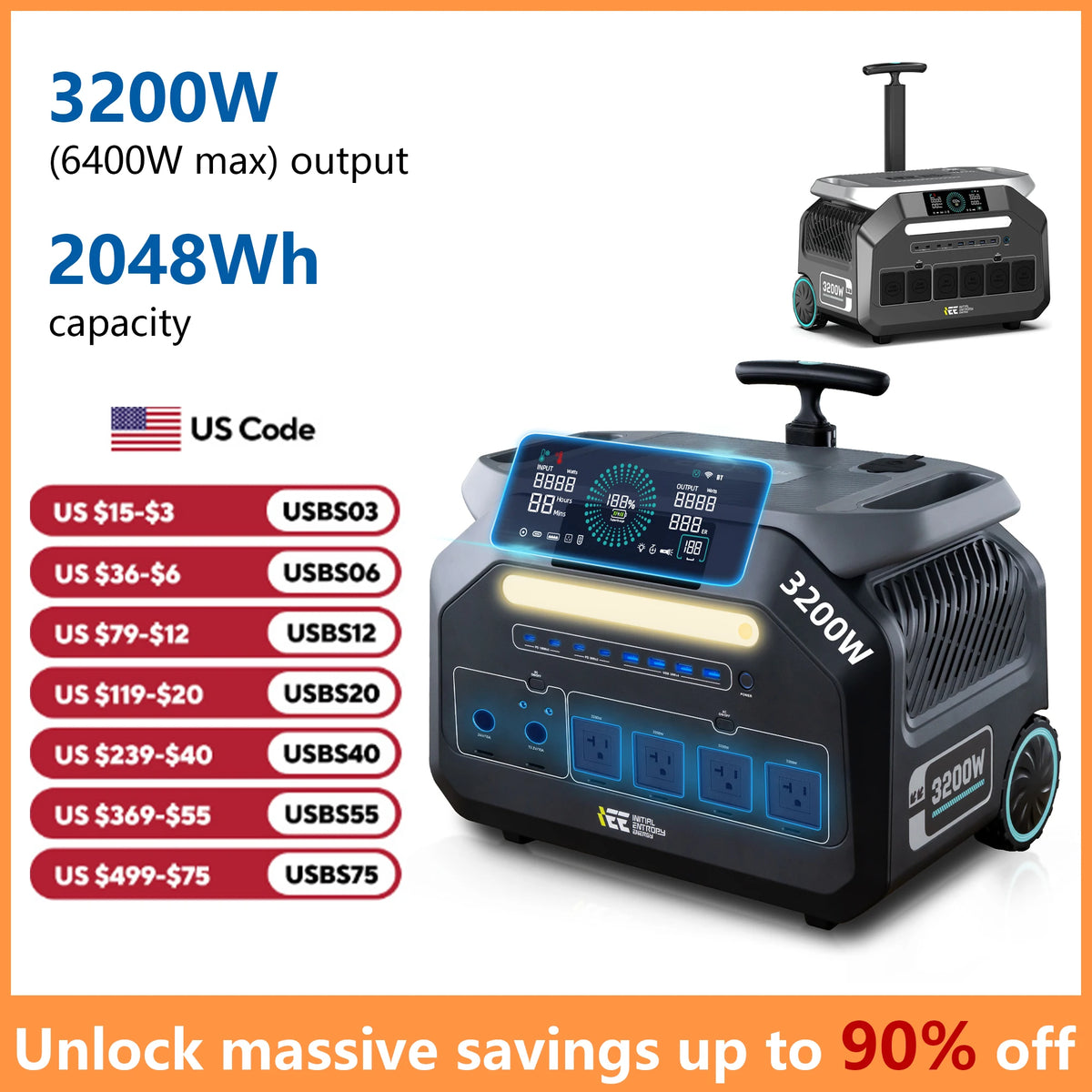 IEE Solar Powered Portable Power Station for Home Backup