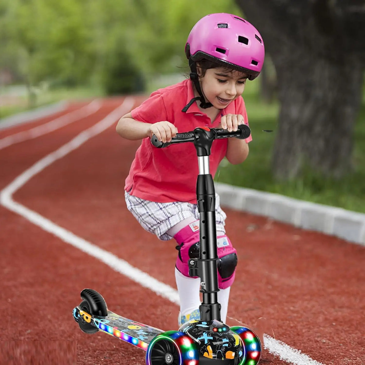 2-in-1 Kids Kick Scooter With Removable Seat And LED Wheels
