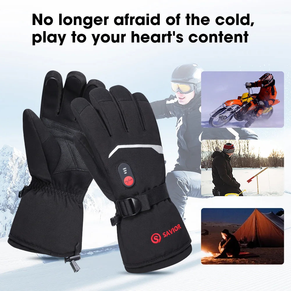 Savior Rechargeable Heated Waterproof Gloves for Skiing and Hiking
