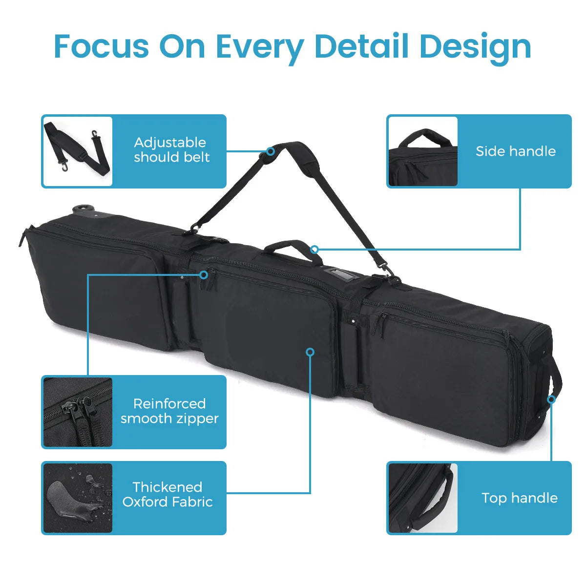 DASHINGNOAH Padded Waterproof Wheeled Snowboard Travel Bag