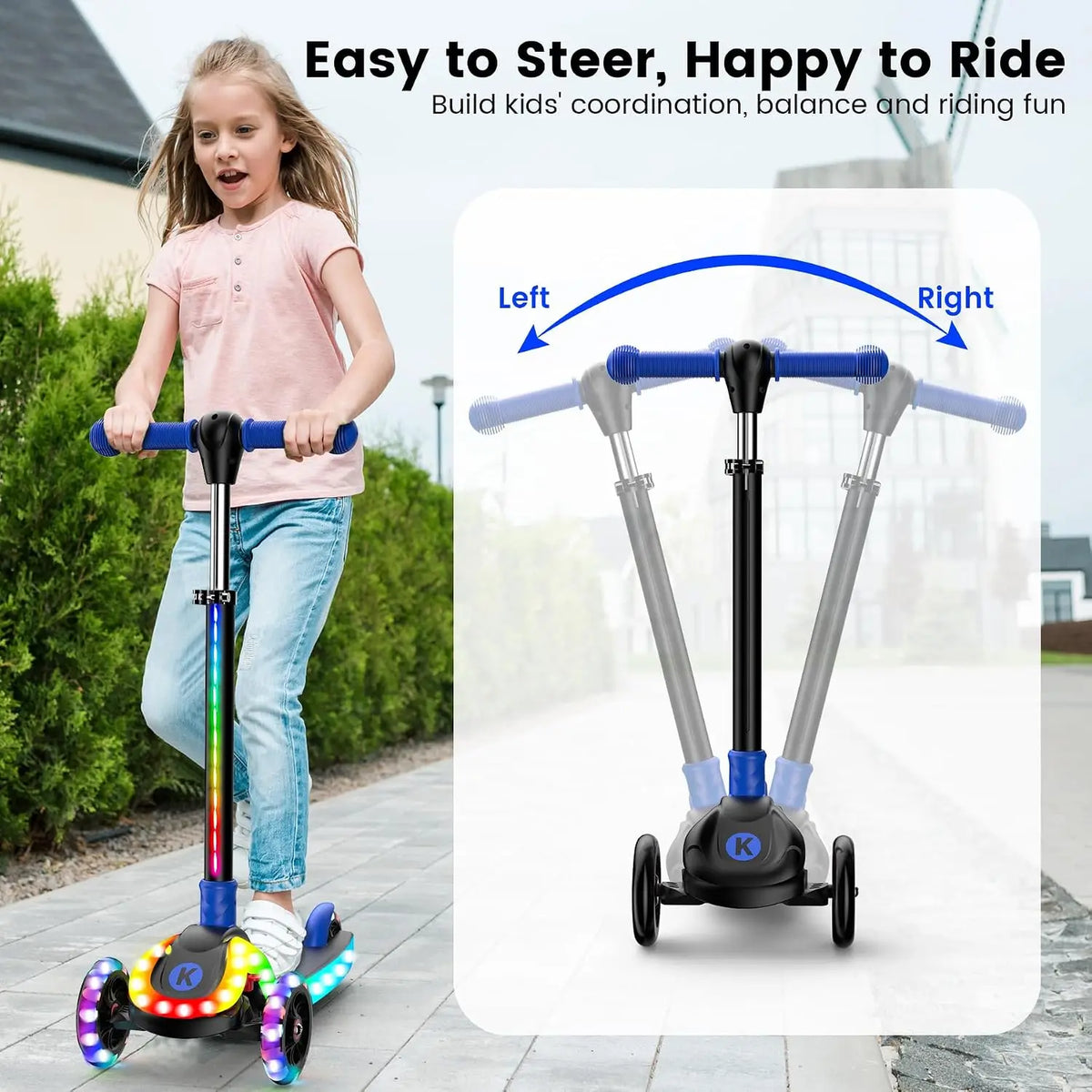 Kids Three Wheel Foldable Scooter With LED Wheels