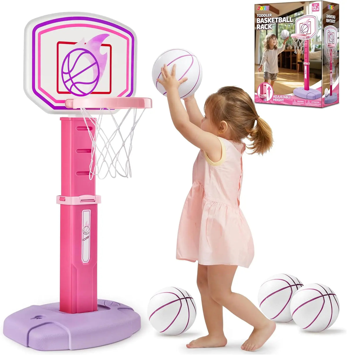 Joyfy Adjustable Indoor Basketball Hoop Set for Kids