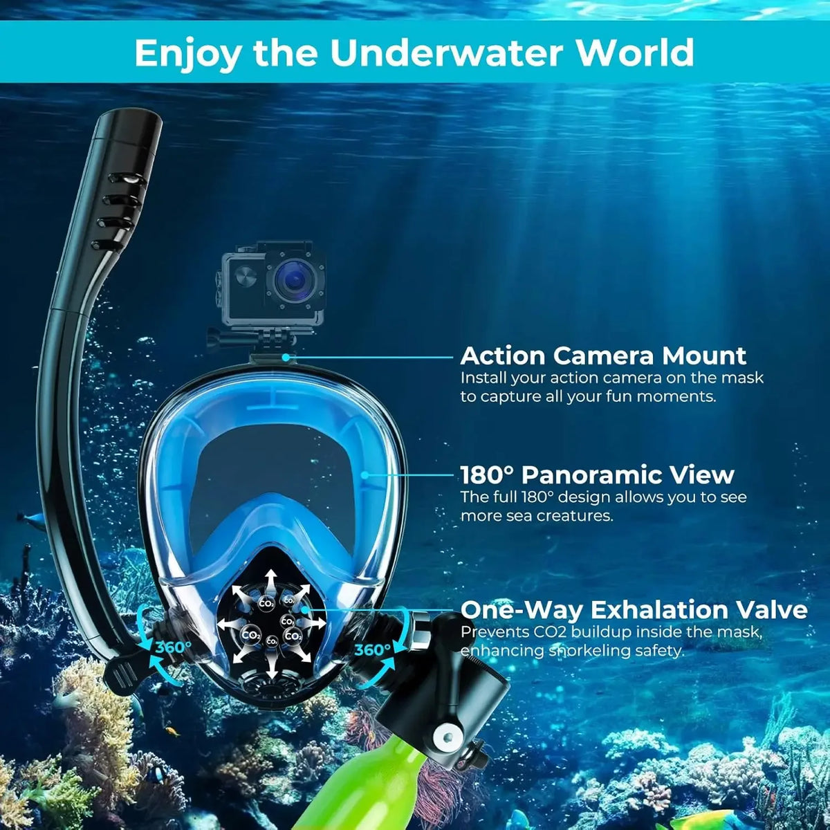 GOYOJO Portable Scuba Diving Tank With Snorkel Mask