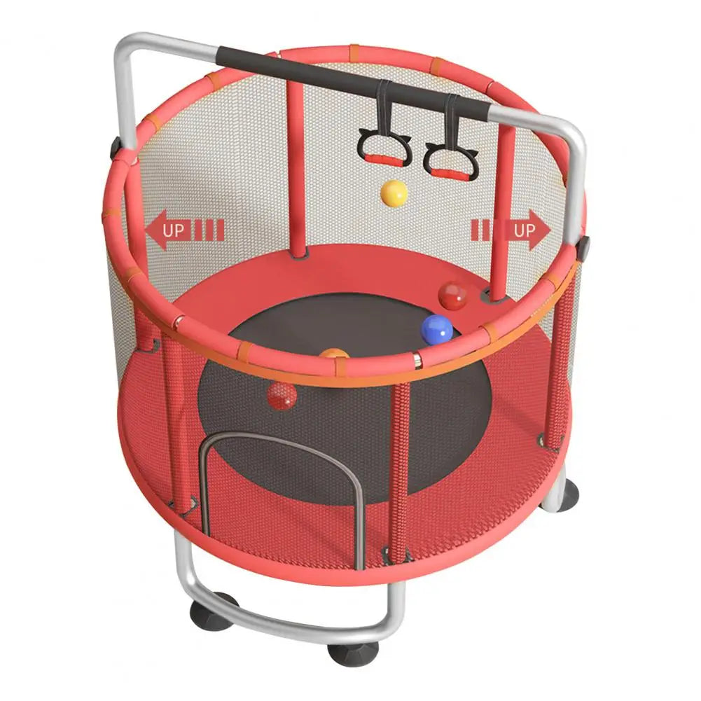 Kids Trampoline, Adjustable Baby Toddler Trampoline with Basketball Hoop, Swing, Sandbag, Ocean Balls, 440lbs Indoor Outdoor Tod