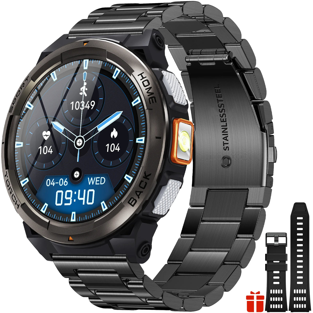 EIGIIS Waterproof Smart Watch With Compass Barometer And LED Flashlight