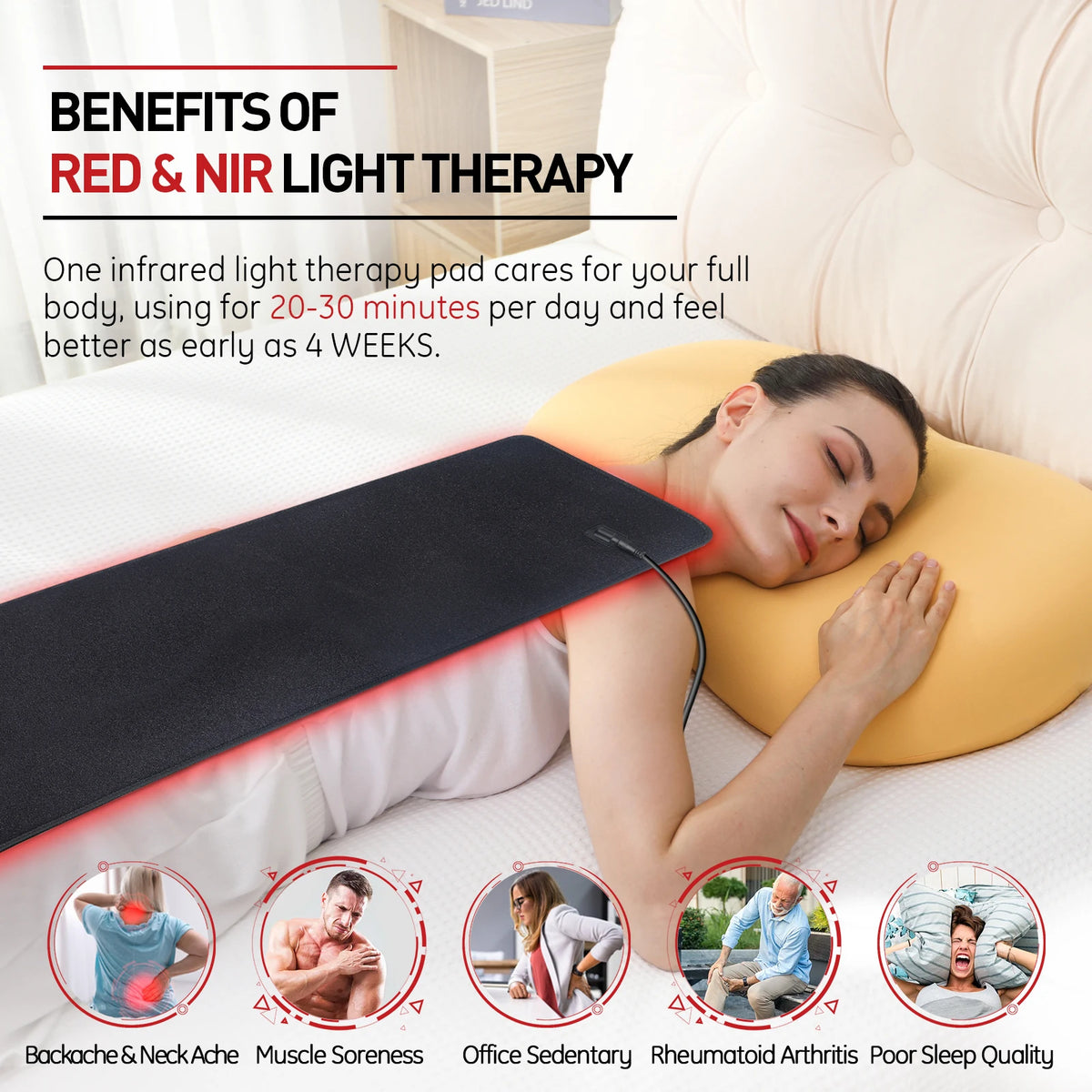 Astarexin Red Light Therapy Heating Pad for Pain Relief