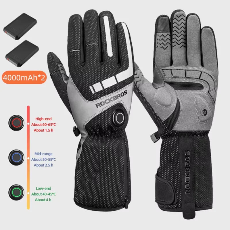 ROCKBROS Rechargeable Heated Waterproof Touchscreen Gloves