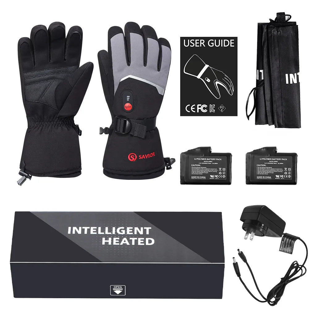 Savior Rechargeable Heated Waterproof Gloves for Skiing and Hiking