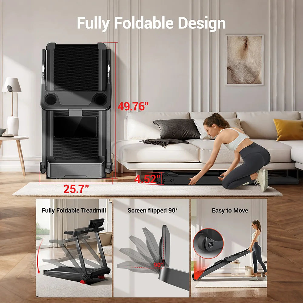 UMAY Foldable Treadmill With Manual Incline And Touchscreen