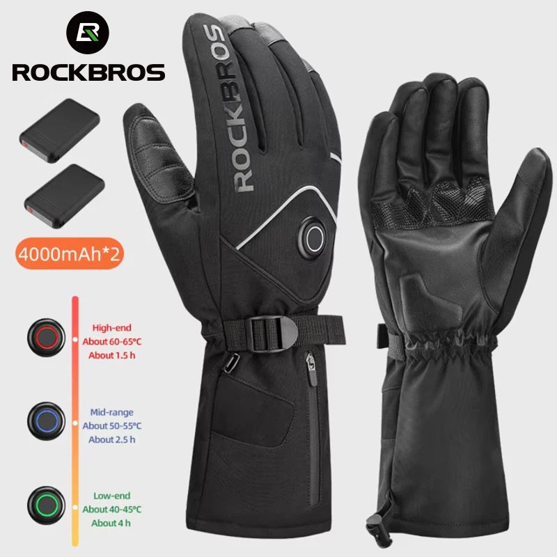 ROCKBROS Rechargeable Heated Waterproof Touchscreen Gloves