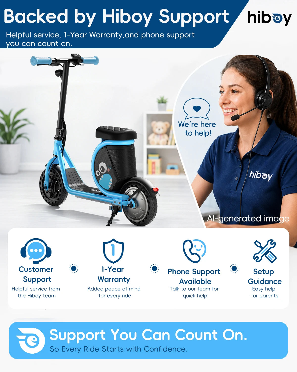 HIBOY Joyhaul Electric Scooter With LED Lights And Safety Brake