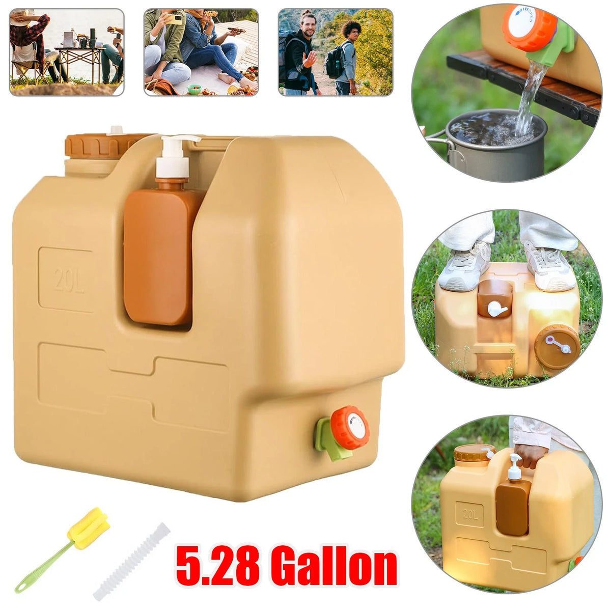 Portable Emergency Water Storage Container With Spigot For Camping