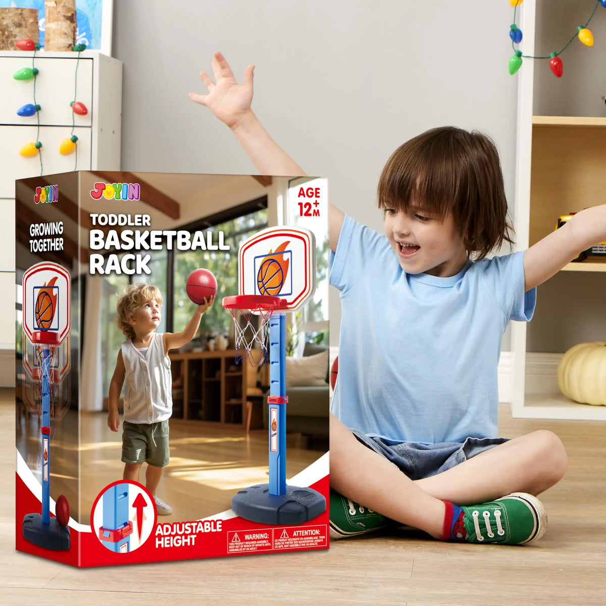 Joyfy Adjustable Indoor Basketball Hoop Set for Kids