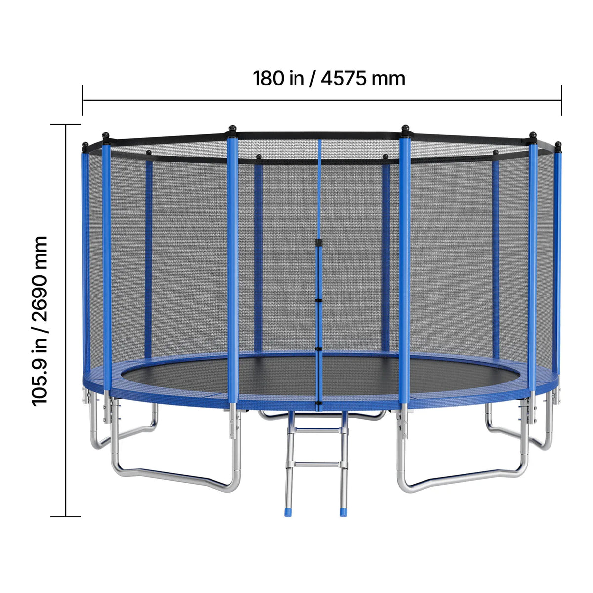 SucceBuy Outdoor Trampoline 8/10/12/14/15/16FT Round Trampoline with Enclosure Net Anti-Rust Backyard Trampolines for Kid Adult