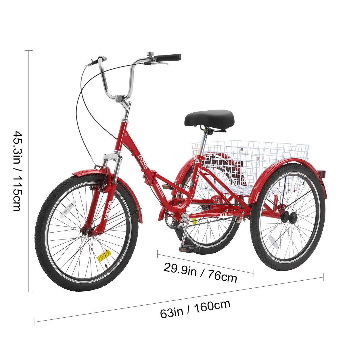 SucceBuy 20/24/26-Inch Folding Adult Tricycle Carbon Steel 3 Wheel Cruiser Shopping Picnic Foldable For Women Men Seniors