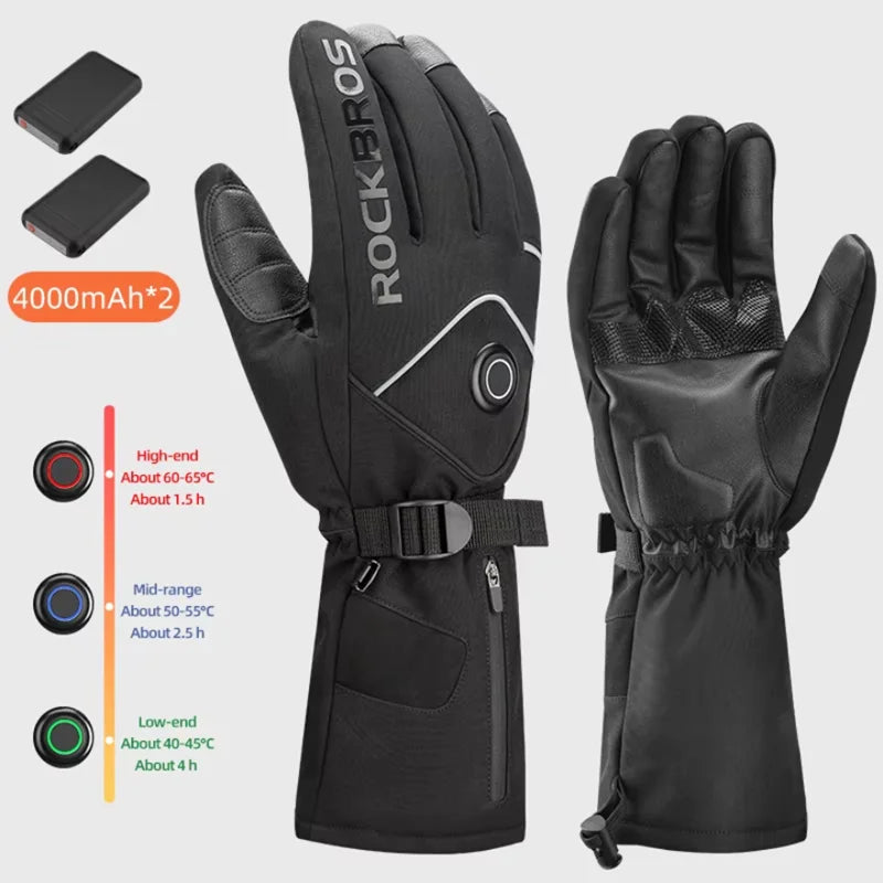 ROCKBROS Rechargeable Heated Waterproof Touchscreen Gloves