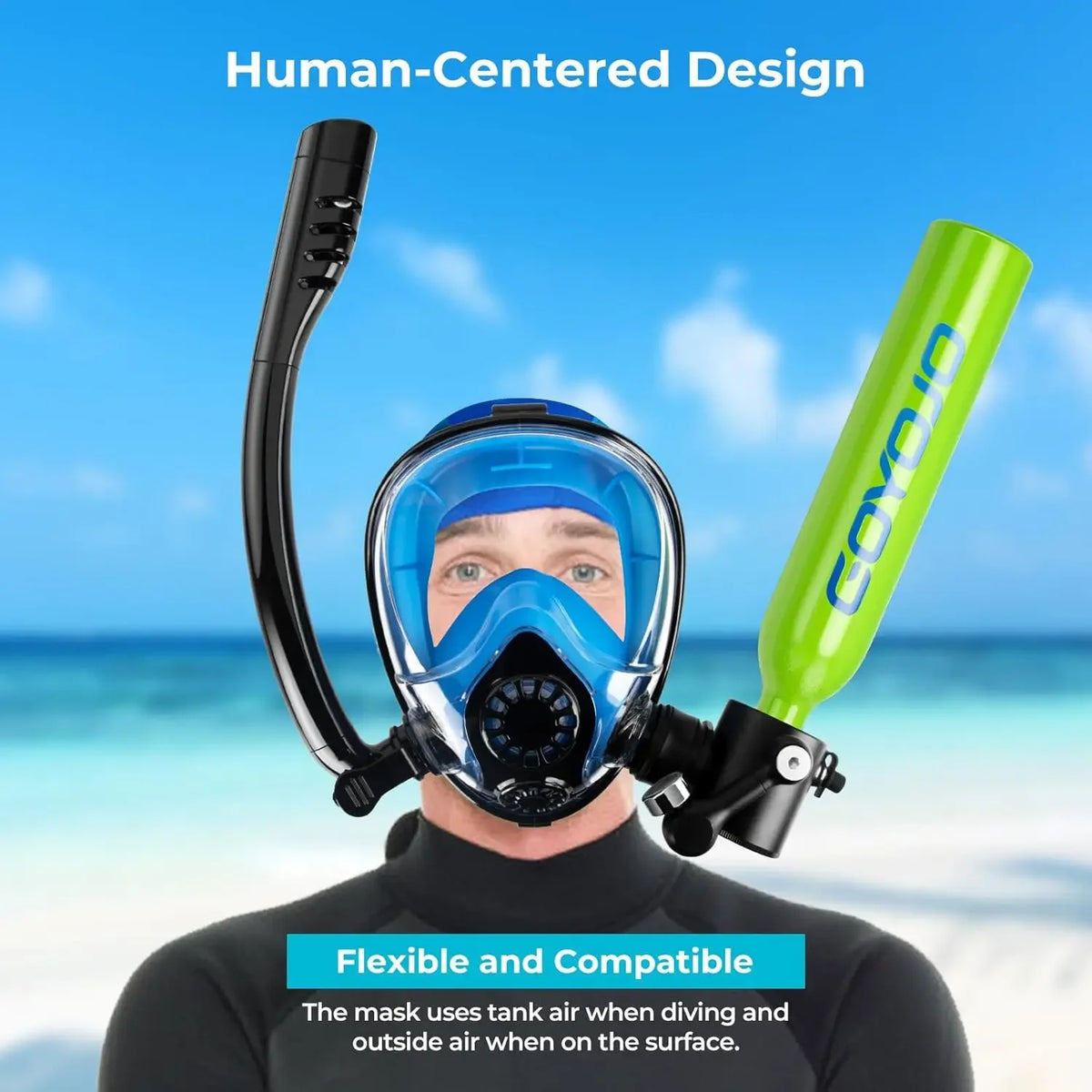 GOYOJO Portable Scuba Diving Tank With Snorkel Mask