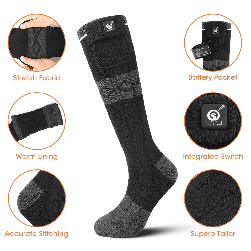 Savior Rechargeable Heated Socks for Skiing and Cycling