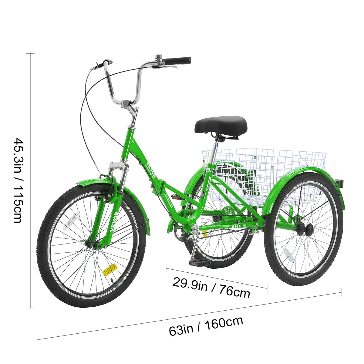 SucceBuy 20/24/26-Inch Folding Adult Tricycle Carbon Steel 3 Wheel Cruiser Shopping Picnic Foldable For Women Men Seniors