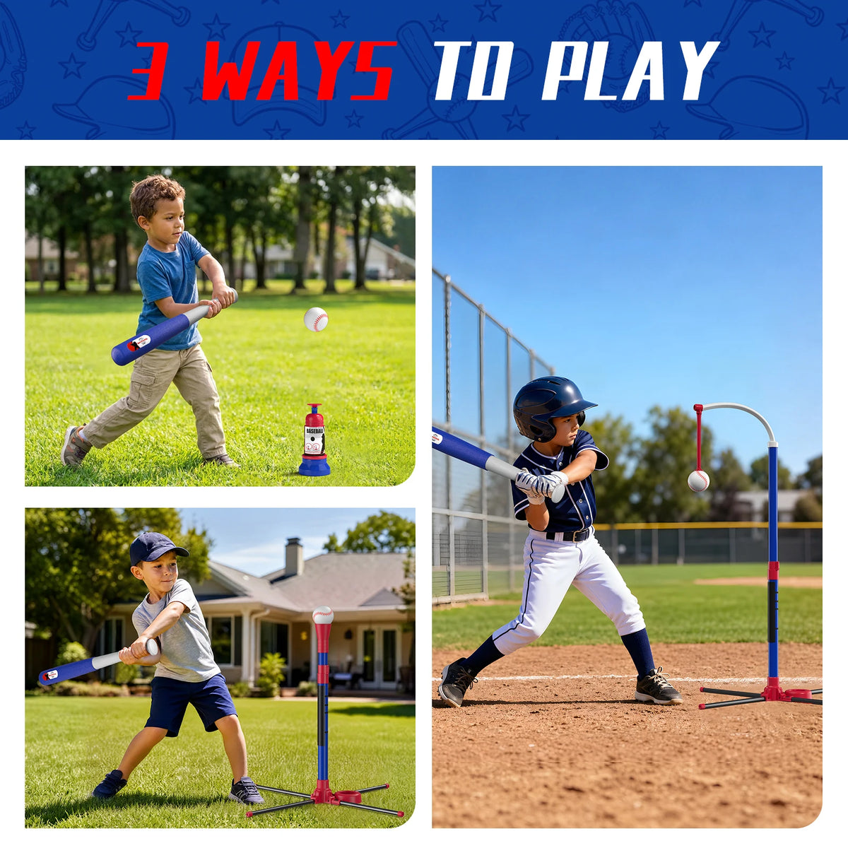 QDRAGON Kids 3-In-1 Baseball Set With Pitching Machine