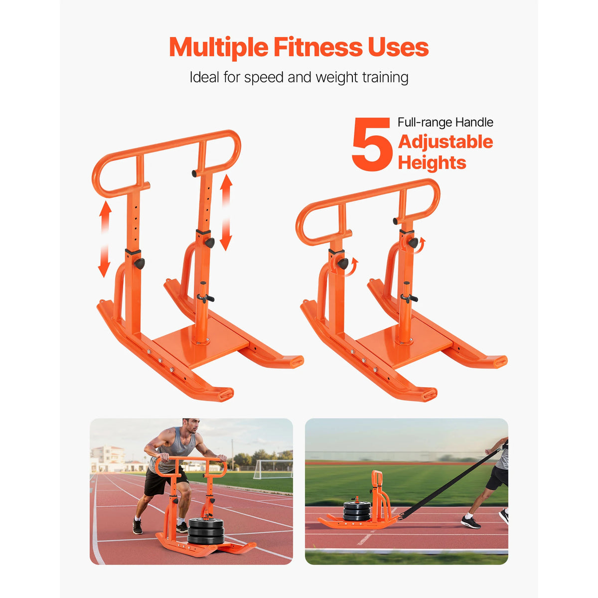 SucceBuy Weight Sled Steel Power Sled Fitness Training Sleds Workout Equipment with Handle Compatible with 1/2 in Weight Plates