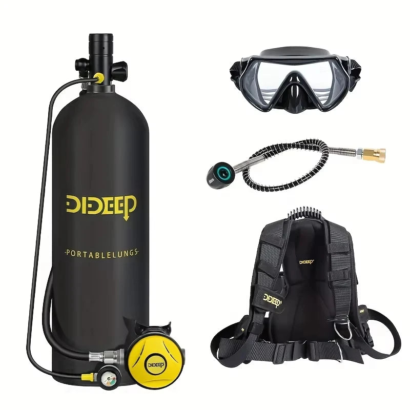 DIDEEP Portable Scuba Diving Air Tank Set With Mask
