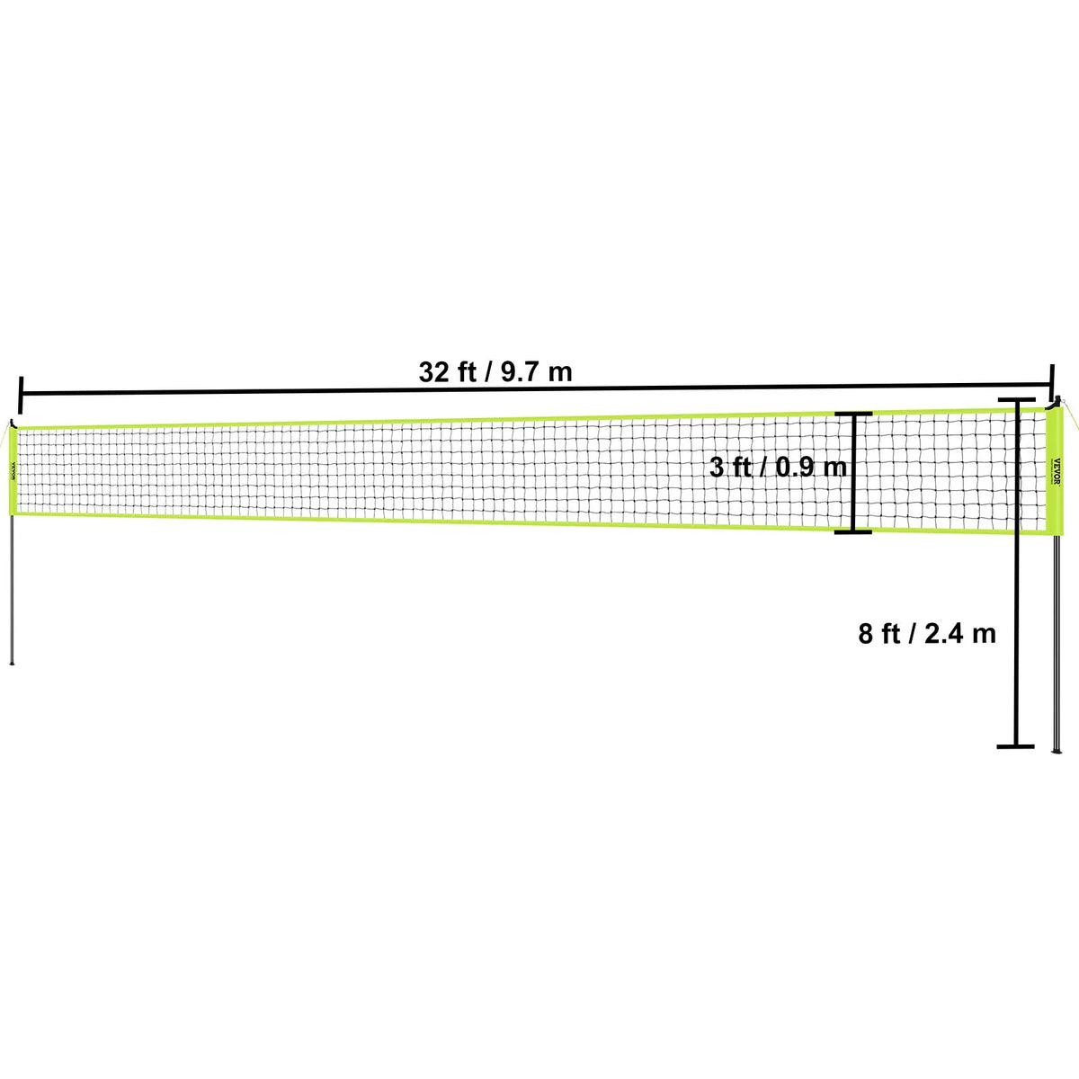 SucceBuy Outdoor Volleyball Net System Adjustable Height Steel Poles W/ PVC Volleyball Pump Carrying Bag for Backyard Beach Lawn