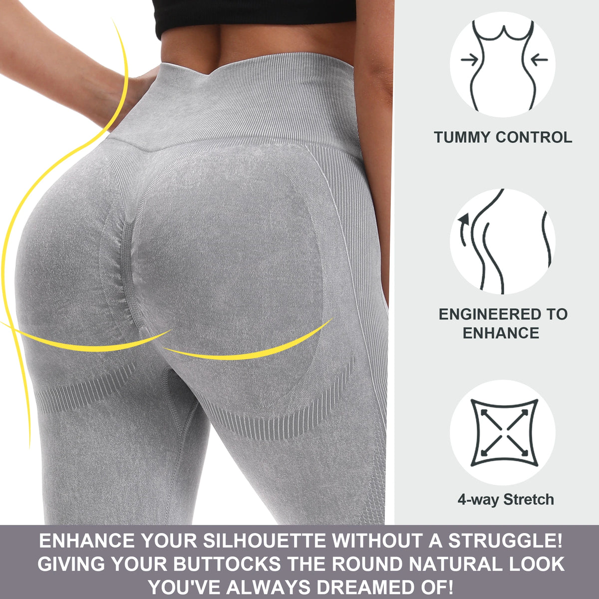 Women's Seamless High Waisted Butt Lifting Yoga Leggings