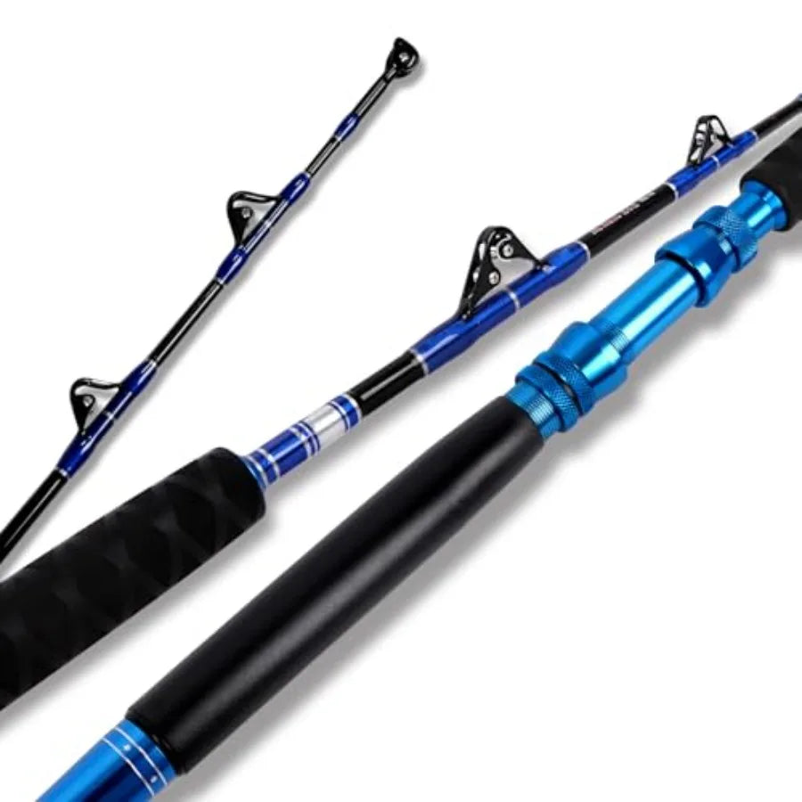 2Piece Saltwater Offshore Heavy Bent Straight Butt Trolling Rod Fishing Roller Rod Conventional Boat Deep Sea Fishing P