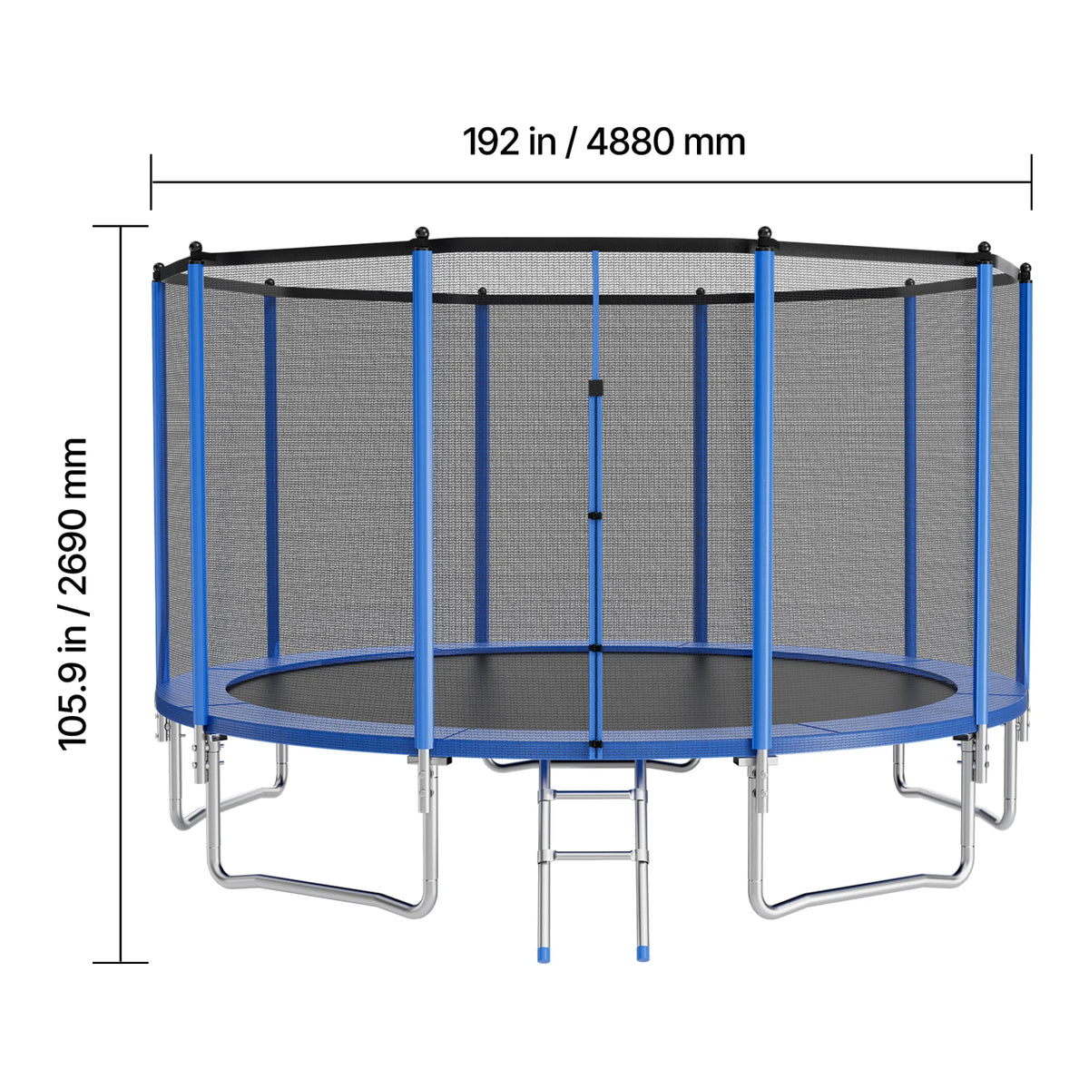 SucceBuy Outdoor Trampoline 8/10/12/14/15/16FT Round Trampoline with Enclosure Net Anti-Rust Backyard Trampolines for Kid Adult