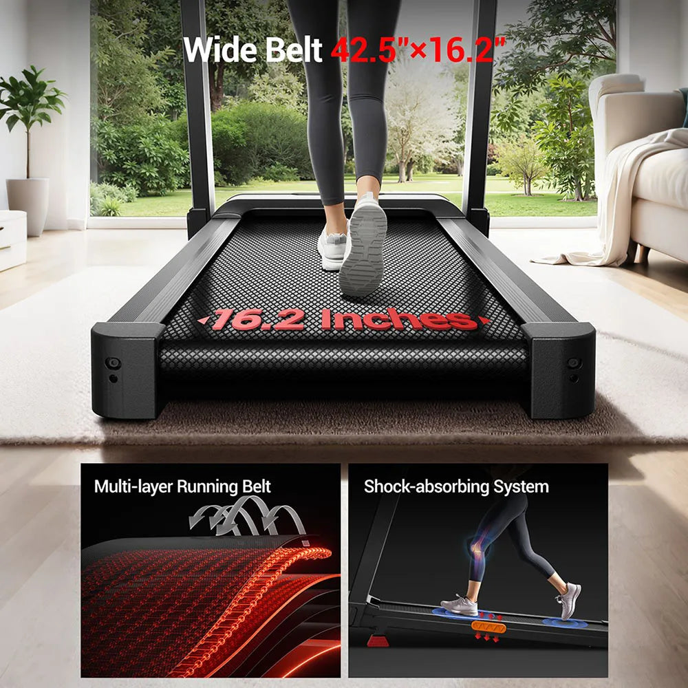 UMAY Foldable Treadmill With Manual Incline And Touchscreen