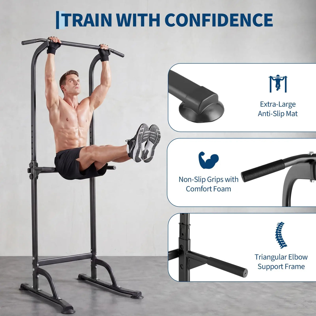 HiMISS Adjustable Power Tower Pull Up and Dip Station