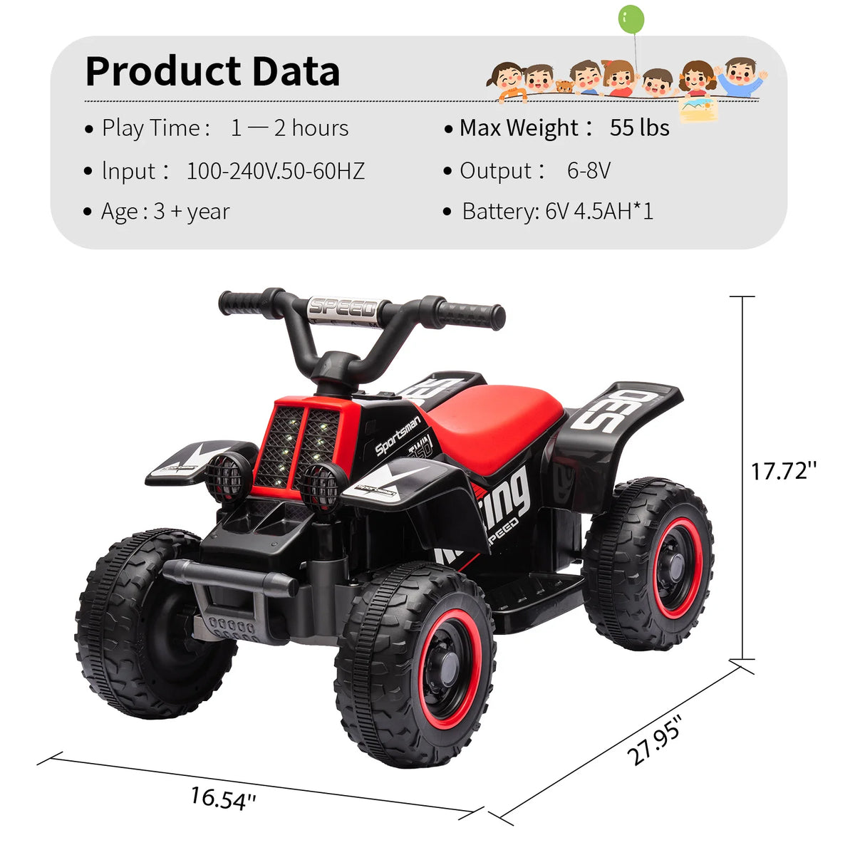 HiMISS Kids Electric Ride On ATV With LED Lights