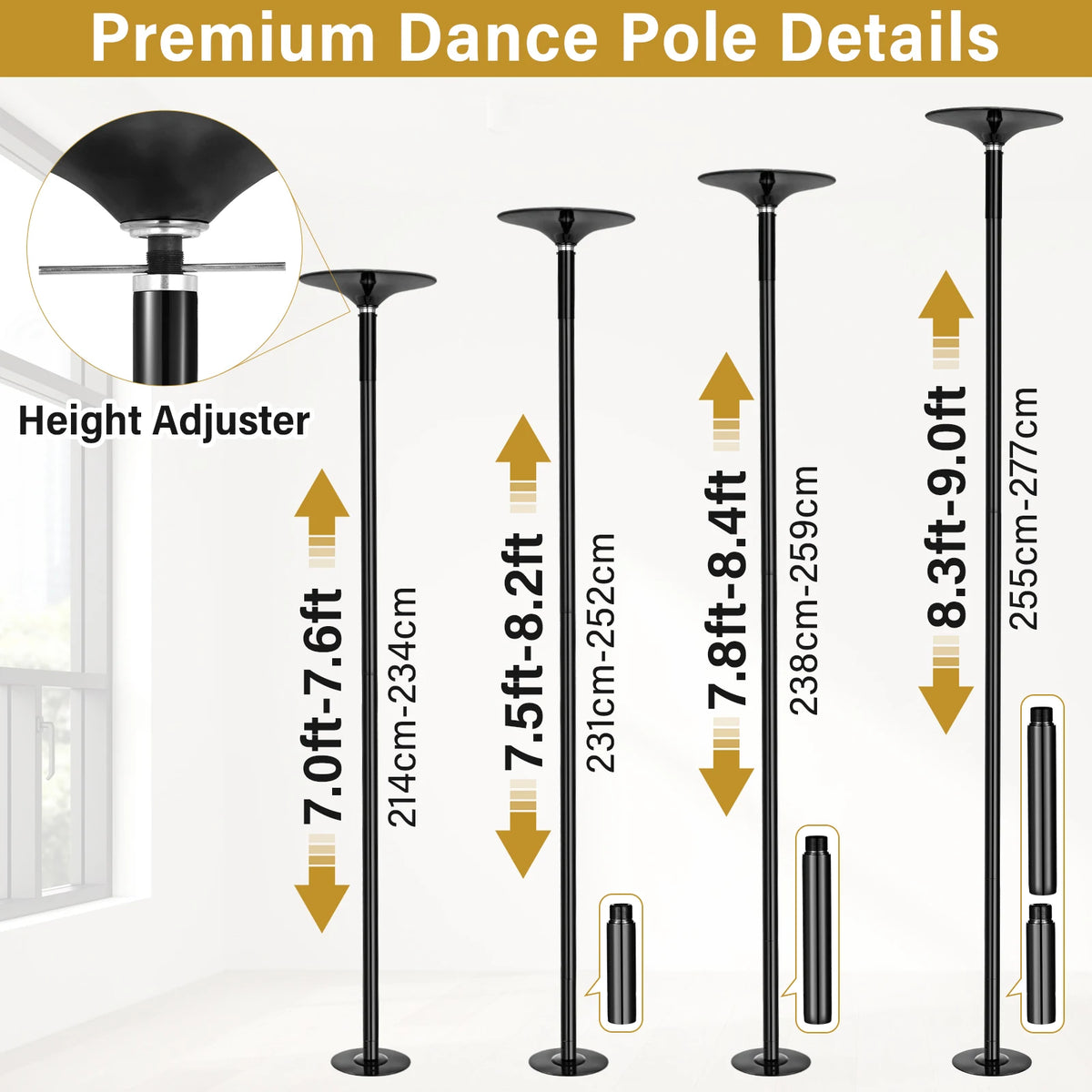 Portable Adjustable Static Dance Pole for Home Training