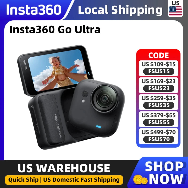 Insta360 GO Ultra Vlog Camera 1/1.28" Sensor The 4K60fps video is crisp and smooth, and the camera only weighs 53g
