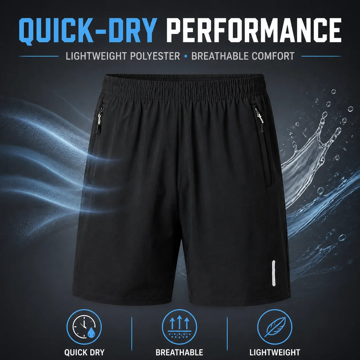 Quick Dry Running Shorts With Zipper Pockets For Men
