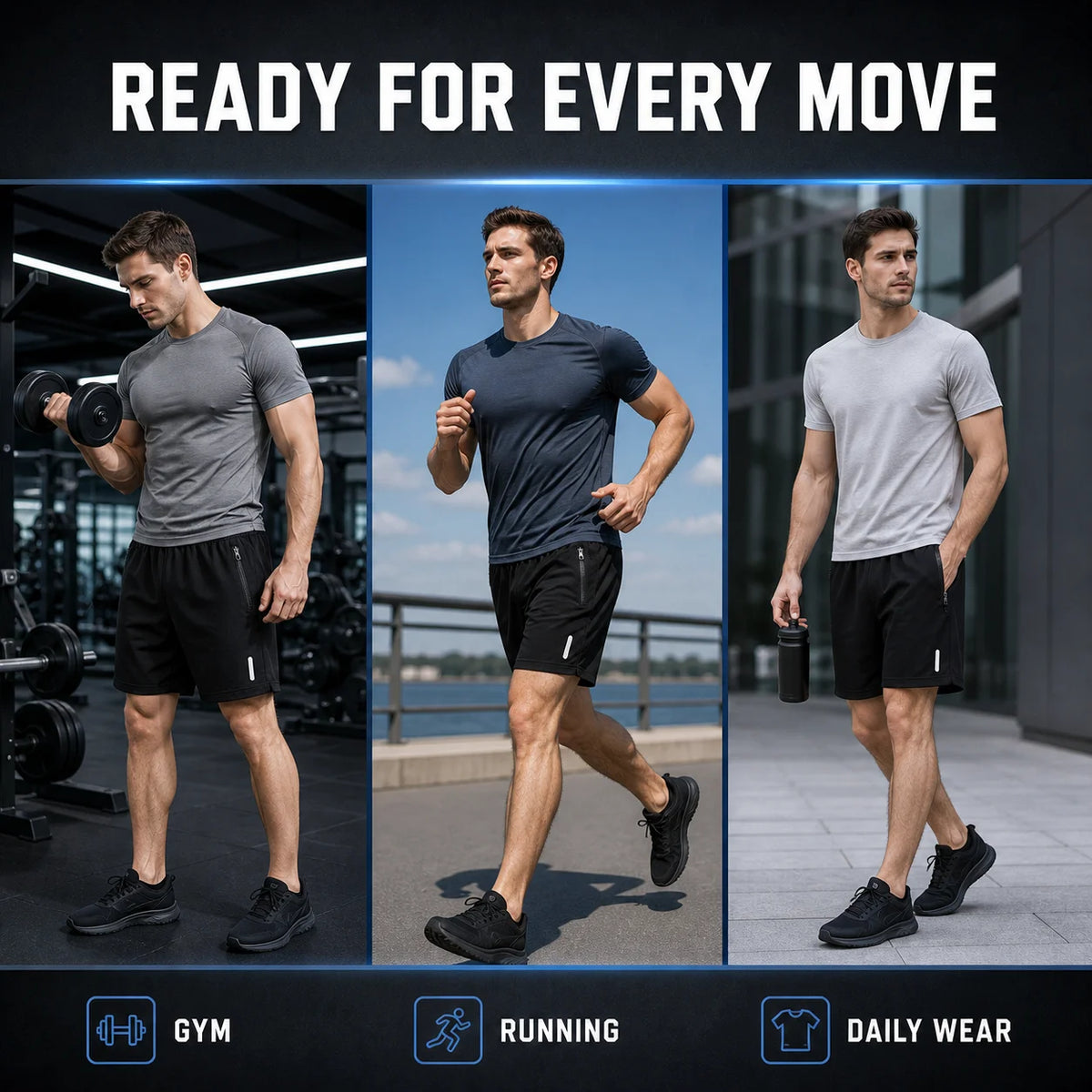 Quick Dry Running Shorts With Zipper Pockets For Men