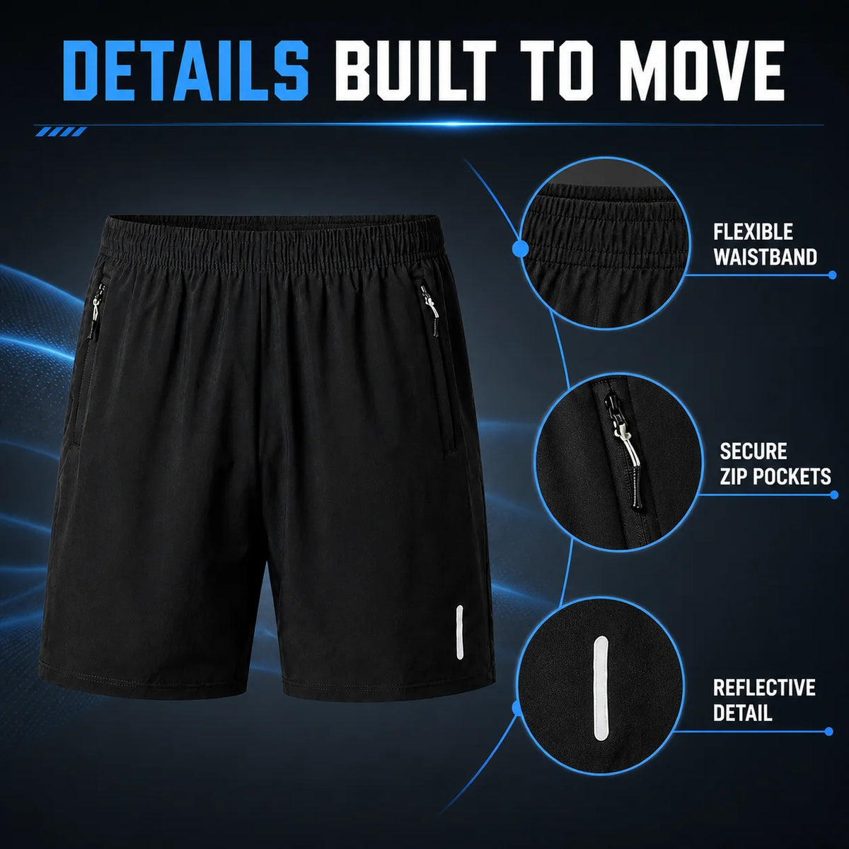 Quick Dry Running Shorts With Zipper Pockets For Men