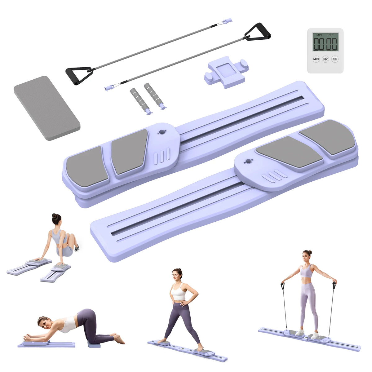 WSUEL Multifunctional Pilates Reformer Board for Home Workouts