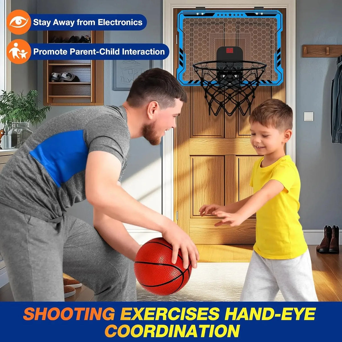 Wall Mounted Basketball Hoop With Auto Scoring And Game Modes