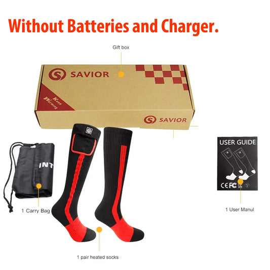 Savior Heat Rechargeable Heated Socks for Skiing and Outdoor Sports